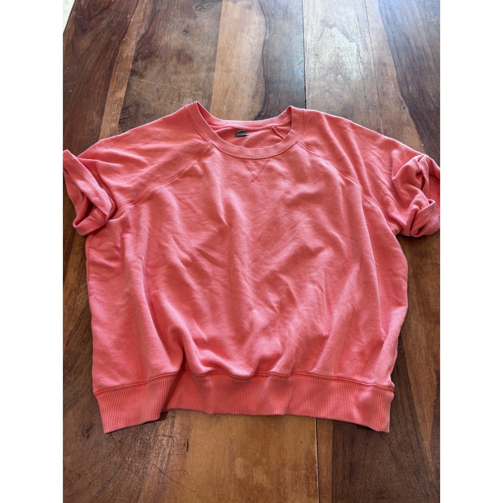 Aerie sweatshirt women XL coral pink short sleeve raglan crew neck casual lounge